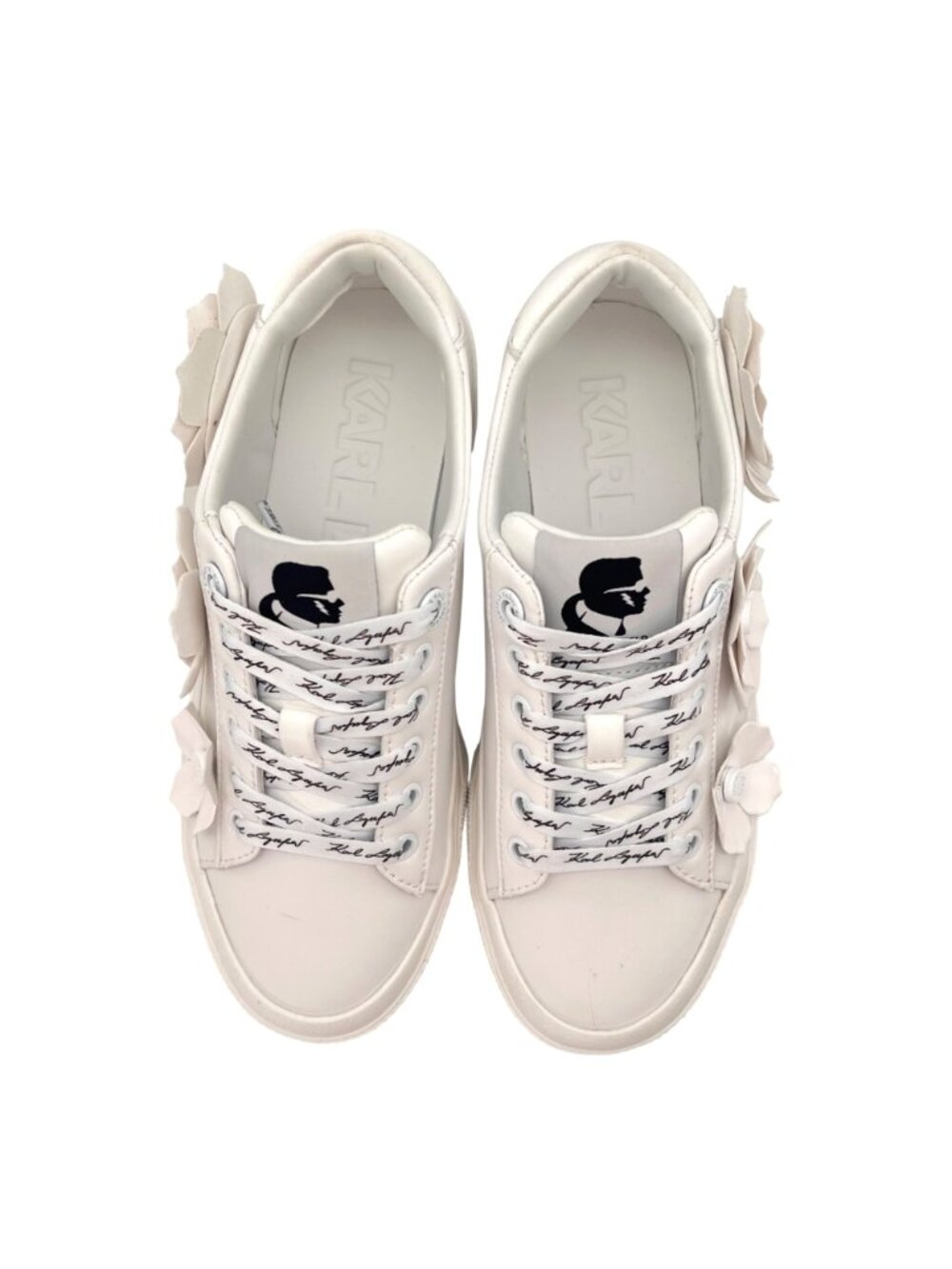 Karl Lagerfeld Georgia Shoes Womens Sneakers 5.5 Floral Design White Leather NEW - Picture 6 of 16